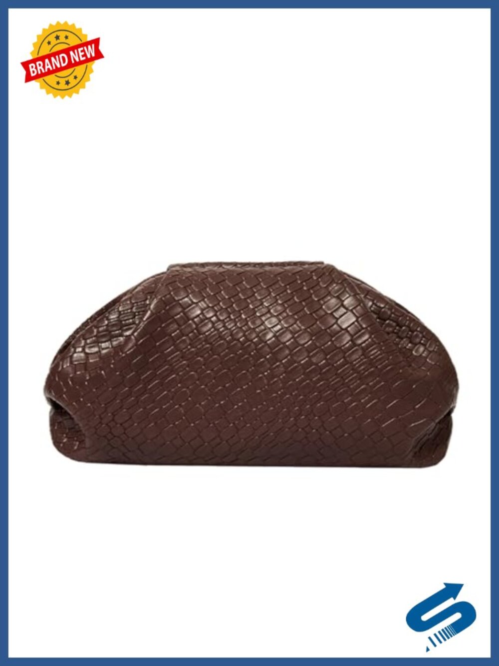 Woven Evening Bag Clutch Purse Dumpling Handbag Faux PU Leather Ruched